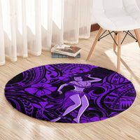Hawaii Hula Girl Round Carpet Hibiscus Hawaii Tribal Tattoo Purple Version LT01 - Polynesian Pride