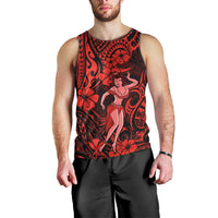 Hawaii Hula Girl Men Tank Top Hibiscus Hawaii Tribal Tattoo Red Version LT01 - Polynesian Pride