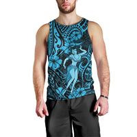 Hawaii Hula Girl Men Tank Top Hibiscus Hawaii Tribal Tattoo Sky Blue Version LT01 - Polynesian Pride