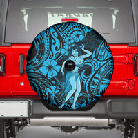 Hawaii Hula Girl Spare Tire Cover Hibiscus Hawaii Tribal Tattoo Sky Blue Version LT01 - Polynesian Pride