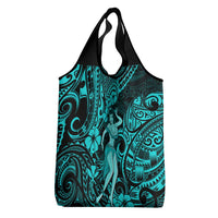 Hawaii Hula Girl Grocery Bag Hibiscus Hawaii Tribal Tattoo Turquoise Version LT01 - Polynesian Pride