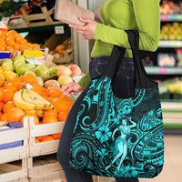 Hawaii Hula Girl Grocery Bag Hibiscus Hawaii Tribal Tattoo Turquoise Version LT01 - Polynesian Pride