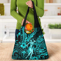 Hawaii Hula Girl Grocery Bag Hibiscus Hawaii Tribal Tattoo Turquoise Version LT01 - Polynesian Pride