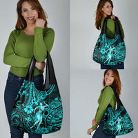 Hawaii Hula Girl Grocery Bag Hibiscus Hawaii Tribal Tattoo Turquoise Version LT01 - Polynesian Pride