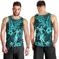 Hawaii Hula Girl Men Tank Top Hibiscus Hawaii Tribal Tattoo Turquoise Version LT01 - Polynesian Pride
