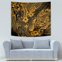 Hawaii Pineapple Tapestry Paradise Flowers Pacific With Gold Polynesian Tribal LT01 - Polynesian Pride