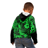 Hawaii Pineapple Kid Hoodie Paradise Flowers Pacific With Green Polynesian Tribal LT01 - Polynesian Pride
