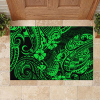 Hawaii Pineapple Rubber Doormat Paradise Flowers Pacific With Green Polynesian Tribal LT01 - Polynesian Pride