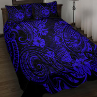 Hawaii Pineapple Quilt Bed Set Paradise Flowers Pacific With Navy Blue Polynesian Tribal LT01 - Polynesian Pride