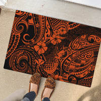Hawaii Pineapple Rubber Doormat Paradise Flowers Pacific With Orange Polynesian Tribal LT01 - Polynesian Pride