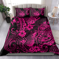 Hawaii Pineapple Bedding Set Paradise Flowers Pacific With Pink Polynesian Tribal LT01 - Polynesian Pride
