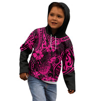 Hawaii Pineapple Kid Hoodie Paradise Flowers Pacific With Pink Polynesian Tribal LT01 - Polynesian Pride