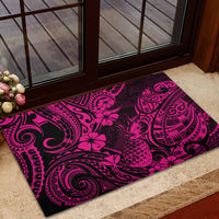 Hawaii Pineapple Rubber Doormat Paradise Flowers Pacific With Pink Polynesian Tribal LT01 - Polynesian Pride