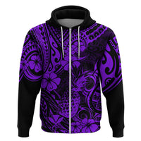 Hawaii Pineapple Hoodie Polynesian Pattern Purple Version LT01 Zip Hoodie Purple - Polynesian Pride