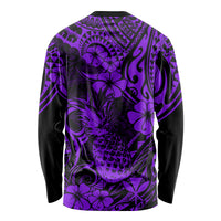 Hawaii Pineapple Long Sleeve Shirt Polynesian Pattern Purple Version LT01 - Polynesian Pride