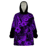 Hawaii Pineapple Wearable Blanket Hoodie Polynesian Pattern Purple Version LT01 One Size Purple - Polynesian Pride