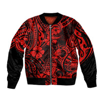Hawaii Pineapple Sleeve Zip Bomber Jacket Polynesian Pattern Red Version LT01 Unisex Red - Polynesian Pride