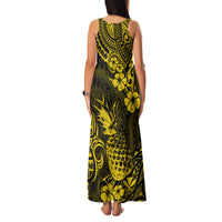 Hawaii Pineapple Family Matching Tank Maxi Dress and Hawaiian Shirt Polynesian Pattern Yellow Version LT01 - Polynesian Pride