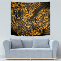 Hawaii Shaka Sign Tapestry With Polynesian Hibiscus Gold Unique LT01 - Polynesian Pride