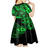 Hawaii Shaka Sign Kid Short Sleeve Dress With Polynesian Hibiscus Green Unique LT01 - Polynesian Pride