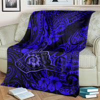 Hawaii Shaka Sign Blanket With Polynesian Hibiscus Navy Blue Unique LT01 - Polynesian Pride