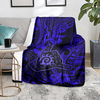 Hawaii Shaka Sign Blanket With Polynesian Hibiscus Navy Blue Unique LT01 - Polynesian Pride