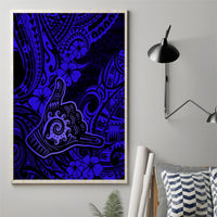 Hawaii Shaka Sign Canvas Wall Art With Polynesian Hibiscus Navy Blue Unique LT01 - Polynesian Pride