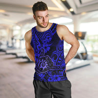 Hawaii Shaka Sign Men Tank Top With Polynesian Hibiscus Navy Blue Unique LT01 - Polynesian Pride