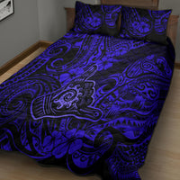 Hawaii Shaka Sign Quilt Bed Set With Polynesian Hibiscus Navy Blue Unique LT01 - Polynesian Pride