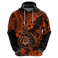 Hawaii Shaka Sign Hoodie With Polynesian Hibiscus Orange Unique LT01 - Polynesian Pride