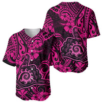 Hawaii Shaka Sign Baseball Jersey With Polynesian Hibiscus Pink Unique LT01 - Polynesian Pride