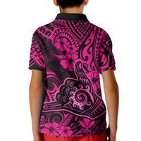 Hawaii Shaka Sign Kid Polo Shirt With Polynesian Hibiscus Pink Unique LT01 - Polynesian Pride