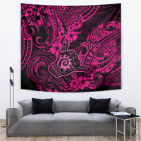 Hawaii Shaka Sign Tapestry With Polynesian Hibiscus Pink Unique LT01 - Polynesian Pride
