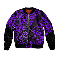 Hawaii Shaka Sign Bomber Jacket Polynesian Pattern Purple Version LT01 Unisex Purple - Polynesian Pride