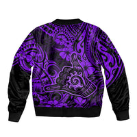 Hawaii Shaka Sign Bomber Jacket Polynesian Pattern Purple Version LT01 - Polynesian Pride