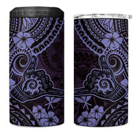 Hawaii Shaka Sign 4 in 1 Can Cooler Tumbler Polynesian Pattern Purple Version