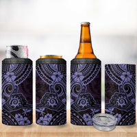 Hawaii Shaka Sign 4 in 1 Can Cooler Tumbler Polynesian Pattern Purple Version