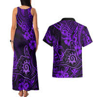 Hawaii Shaka Sign Couples Matching Tank Maxi Dress and Hawaiian Shirt Polynesian Pattern Purple Version LT01 - Polynesian Pride
