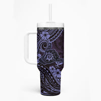 Hawaii Shaka Sign Tumbler With Handle Polynesian Pattern Purple Version