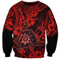 Hawaii Shaka Sign Sweatshirt Polynesian Pattern Red Version LT01 Unisex Red - Polynesian Pride