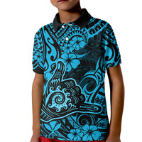 Hawaii Shaka Sign Kid Polo Shirt Polynesian Pattern Sky Blue Version LT01 Kid Blue - Polynesian Pride