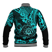 Hawaii Shaka Sign Baseball Jacket Polynesian Pattern Turquoise Version LT01 - Polynesian Pride