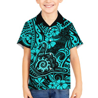 Hawaii Shaka Sign Kid Hawaiian Shirt Polynesian Pattern Turquoise Version LT01 Kid Turquoise - Polynesian Pride