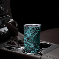 Hawaii Shaka Sign Tumbler Cup Polynesian Pattern Turquoise Version