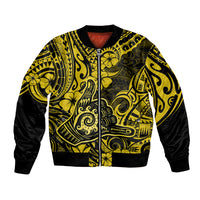 Hawaii Shaka Sign Bomber Jacket Polynesian Pattern Yellow Version LT01 Unisex Yellow - Polynesian Pride