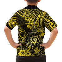 Hawaii Shaka Sign Kid Hawaiian Shirt Polynesian Pattern Yellow Version LT01 - Polynesian Pride