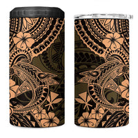 Hawaii Shark 4 in 1 Can Cooler Tumbler Polynesian Pattern Gold Version