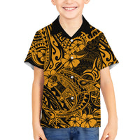 Hawaii Shark Hawaiian Shirt Polynesian Pattern Gold Version LT01 - Polynesian Pride