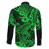 Hawaii Shark Family Matching Long Sleeve Bodycon Dress and Hawaiian Shirt Polynesian Pattern Green Version LT01 - Polynesian Pride