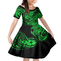 Hawaii Shark Kid Short Sleeve Dress Polynesian Pattern Green Version LT01 KID Green - Polynesian Pride
